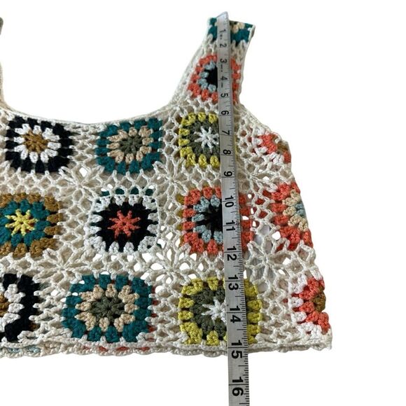 Aster Granny Squares Floral Crochet Boho Festival Top, Small - Picture 6 of 6